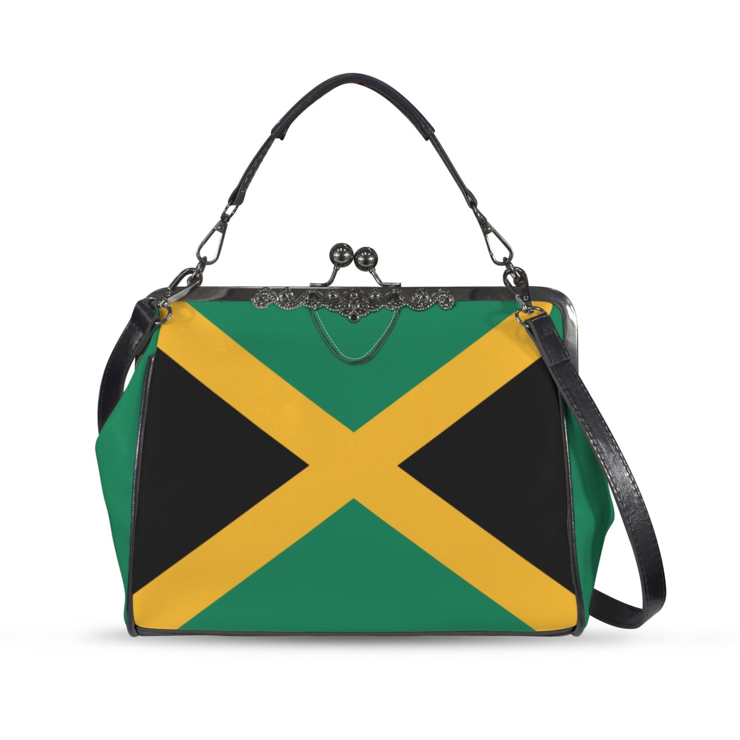 Jamaica Flag Inspired Kisslock Crossbody Shoulder Bag