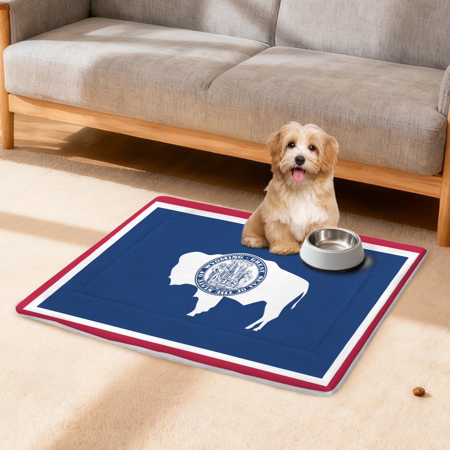 Wyoming Flag Inspired Pet Mat 25x18inch (Made in the USA)