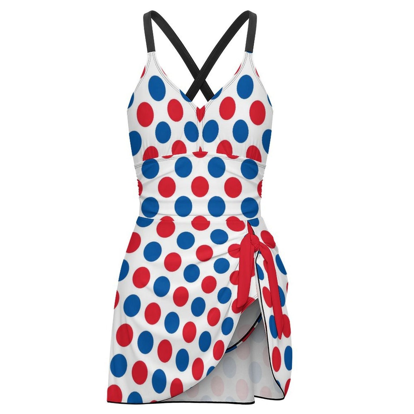USA/American Flag Inspired Polka Dot Pattern Women's Hem Tie One-piece Swimsuit
