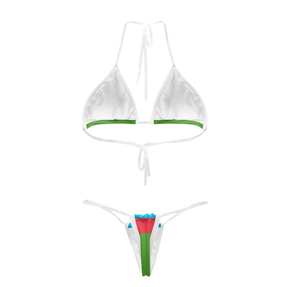 Azerbaijan Flag Inspired Transparent String Bikini