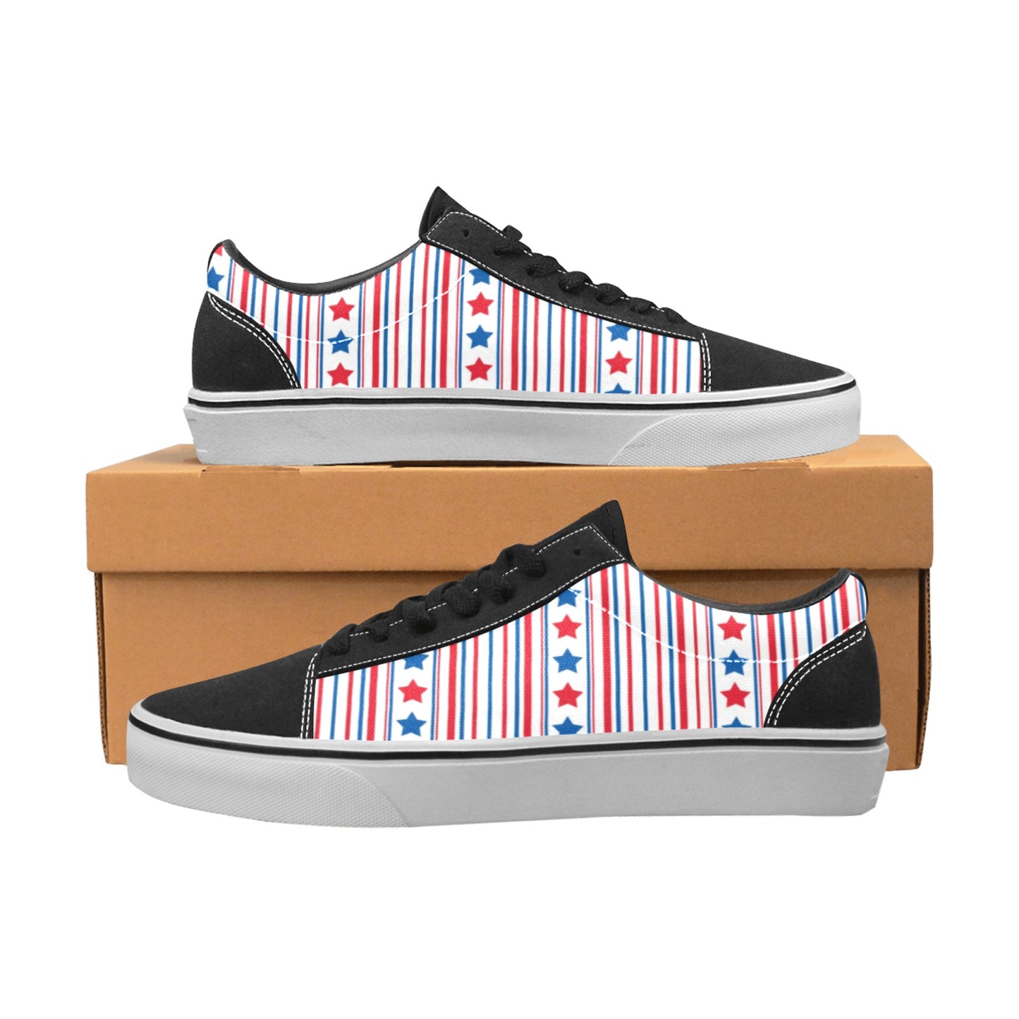 USA/American Flag Inspired Stars & Stripes Pattern Women's Lace-Up Canvas Shoes