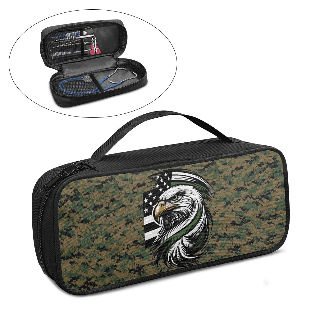 Thin Green Line Flag Inspired Eagle on Digital Camo Stethoscope Storage Bag