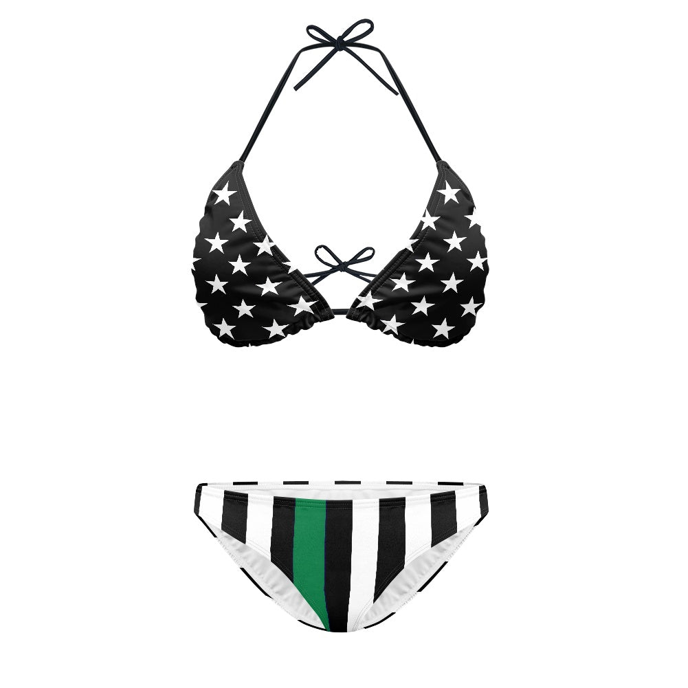 Thin Green Line Flag Inspired Women's Bikini