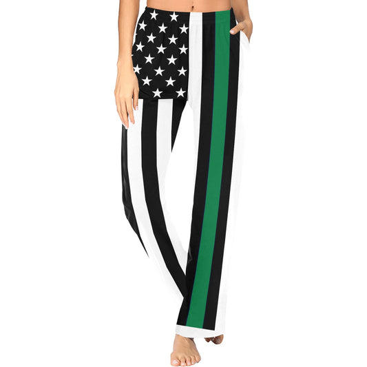 Thin Green Line Flag Women's Pajama Trousers Made in the USA