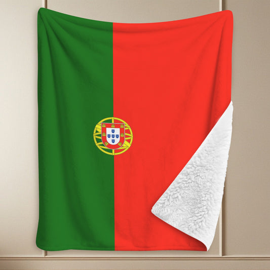 Portugal Flag Inspired Sherpa Fleece Blanket 90" x 108" | Printed in the USA
