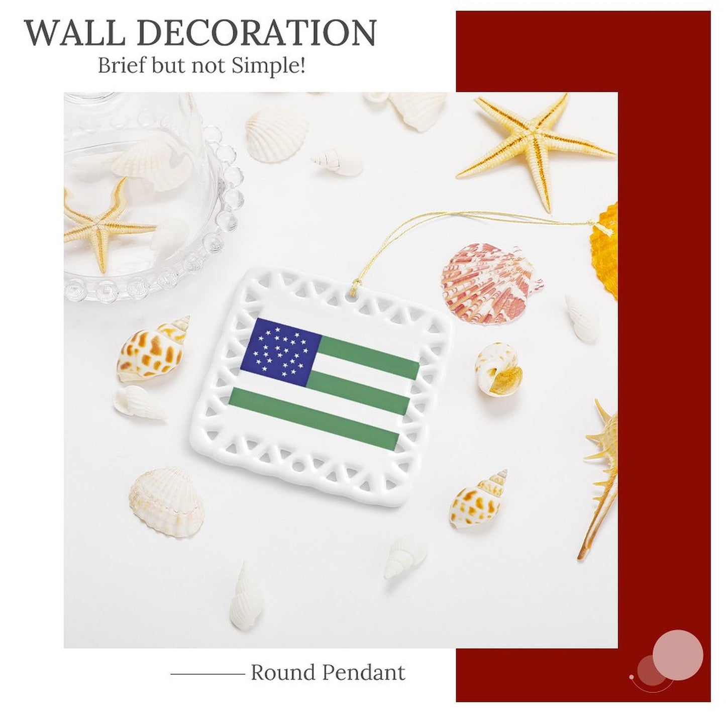 NYPD Flag Inspired Square Ceramic Ornament Made in the USA
