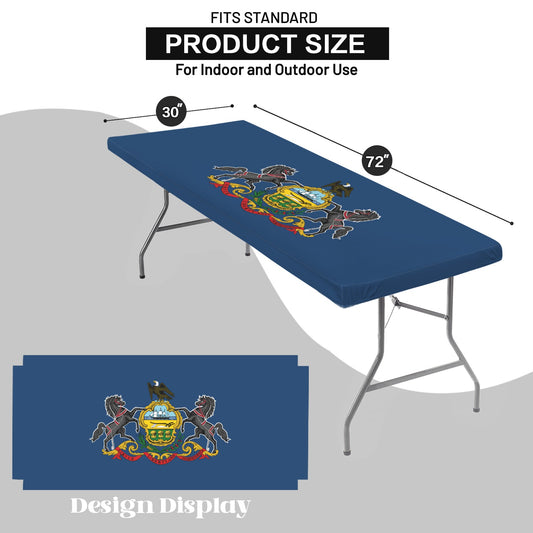Pennsylvania Flag Inspired Custom Elastic Fitted Tablecloth 72x30 inch (Made in the USA)