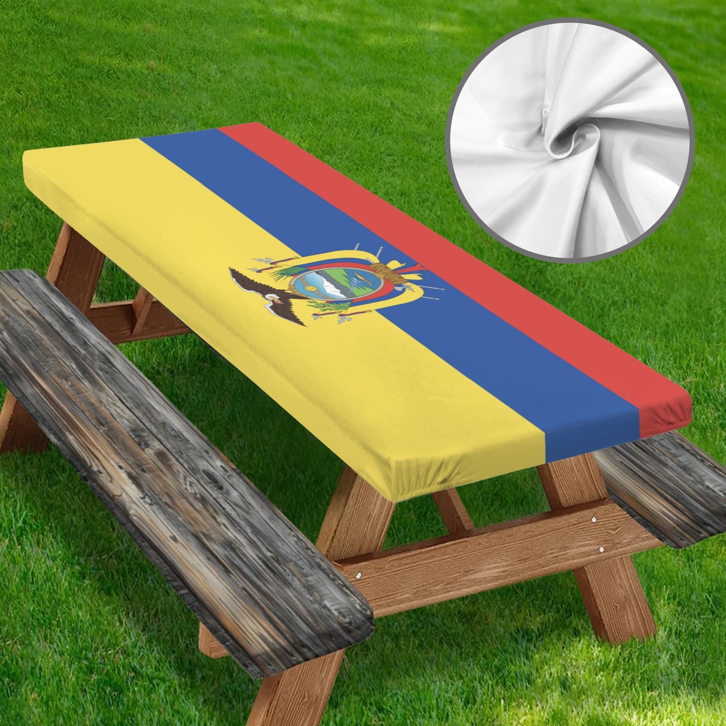 Ecuador Flag Picnic Table Cover (72" x 30") (Made in the USA)
