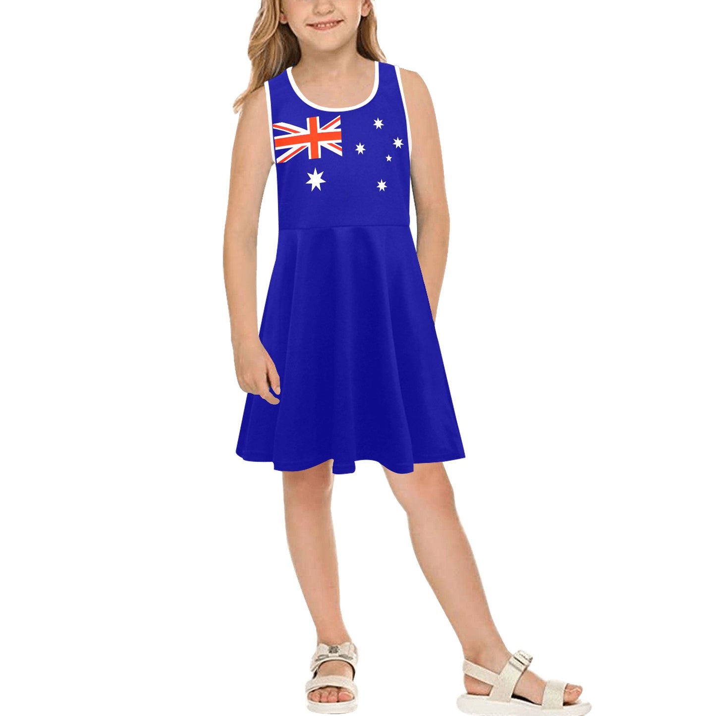 Australia Flag Inspired Girls' Sleeveless Sundress | Ships from USA