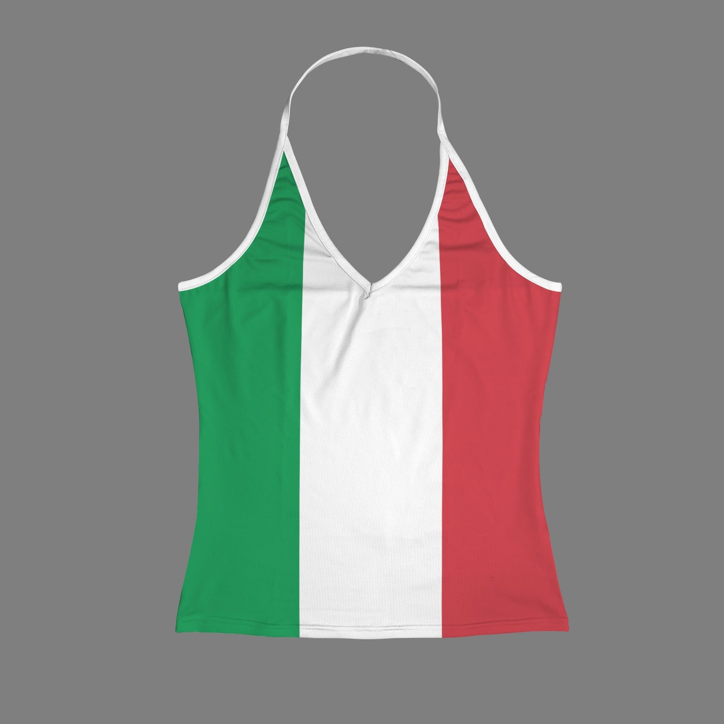 Italy Flag Inspired V-neck Halter Open Back Tank Top