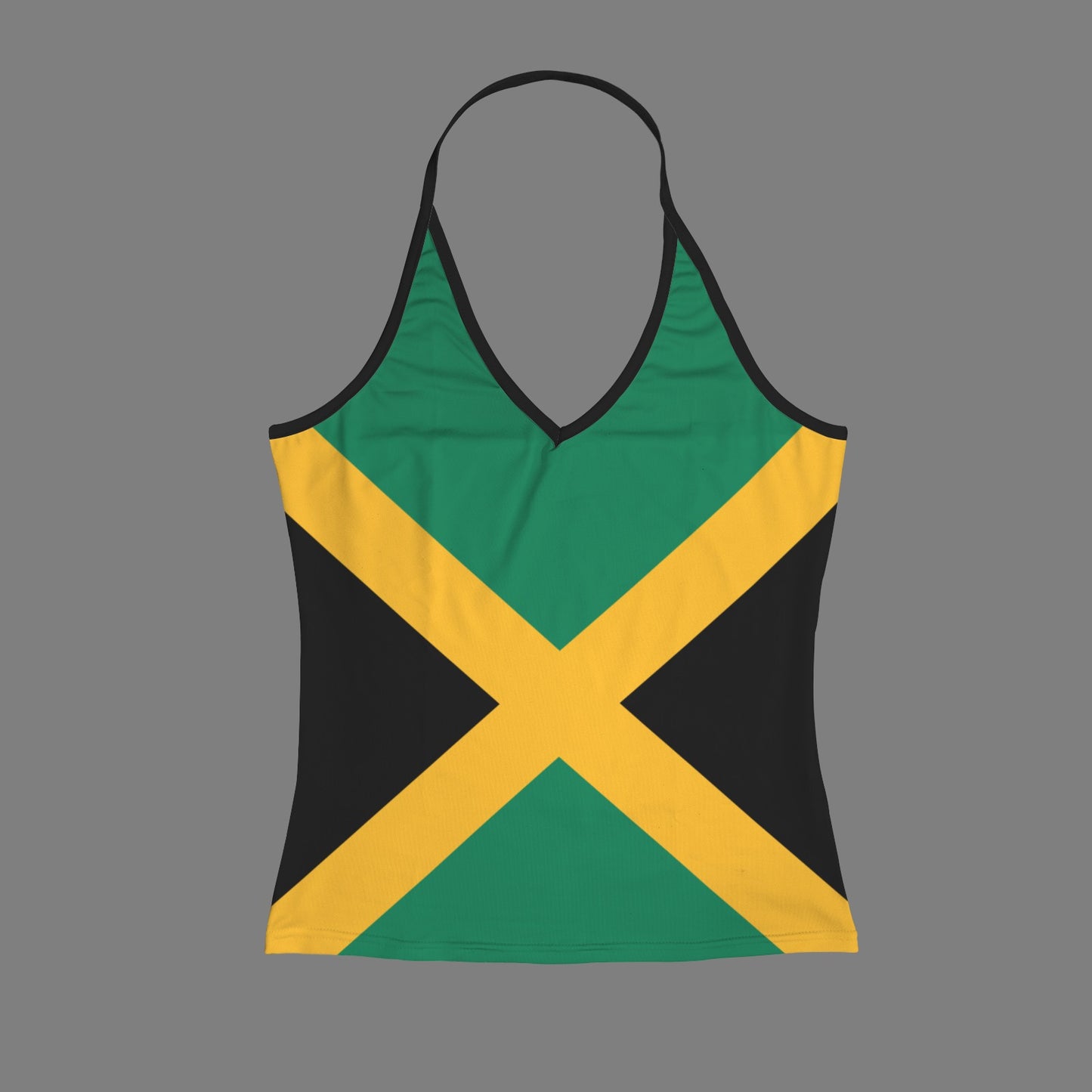 Jamaica Flag Inspired V-neck Halter Open Back Tank Top