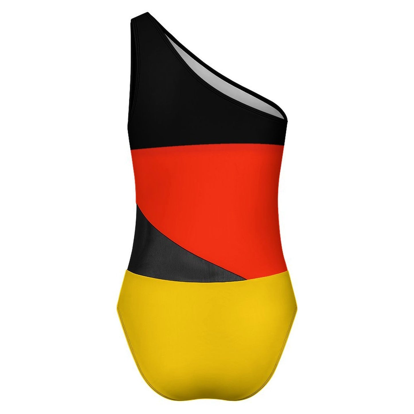 Germany Flag Inspired Women’s One-Shoulder Mesh Swimsuit