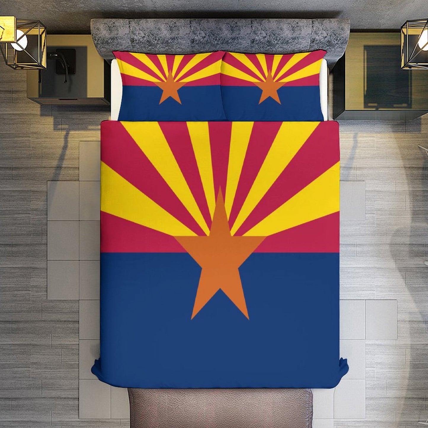 Arizona Flag Inspired 3-Piece Bedding Set (1 Duvet Cover + 2 Pillow Shams) – 102"×90"