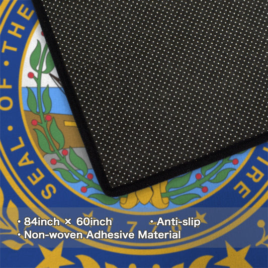 New Hampshire Flag Inspired 84x60 Inch Area Rug with Black Binding (Made in the USA)