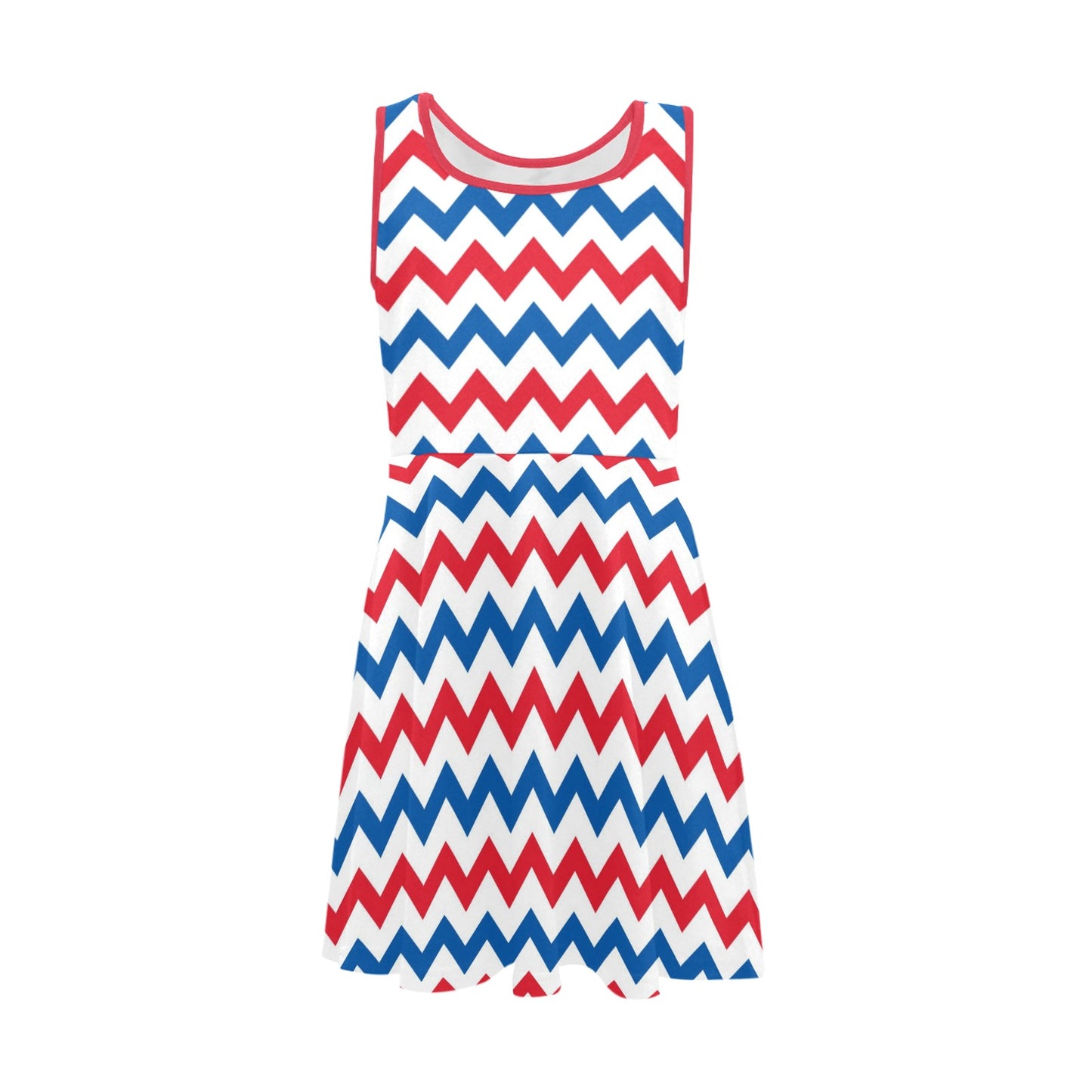 USA/American Flag Inspired Chevron Pattern Girls' Sleeveless Sundress | Ships from USA