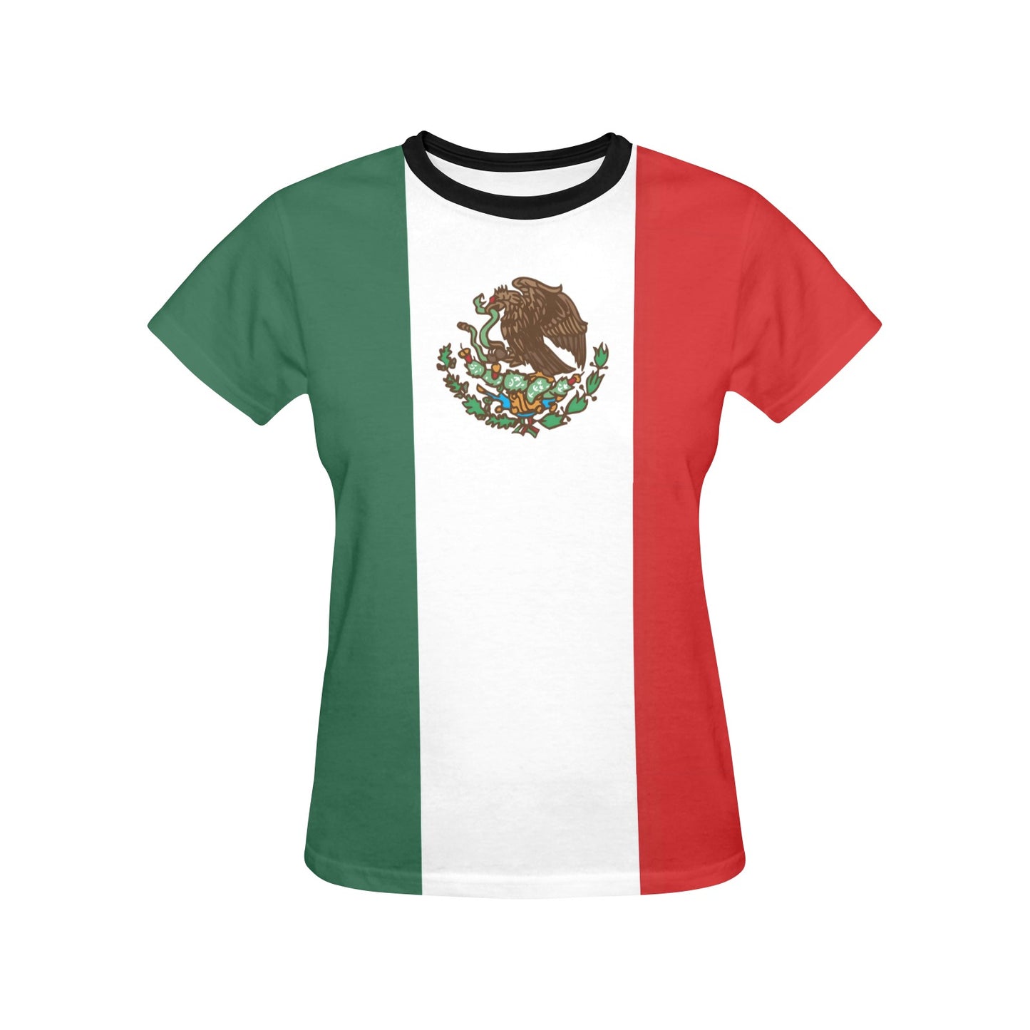 Mexico Flag Inspired Women's Crew Neck T-Shirt | Ships from USA