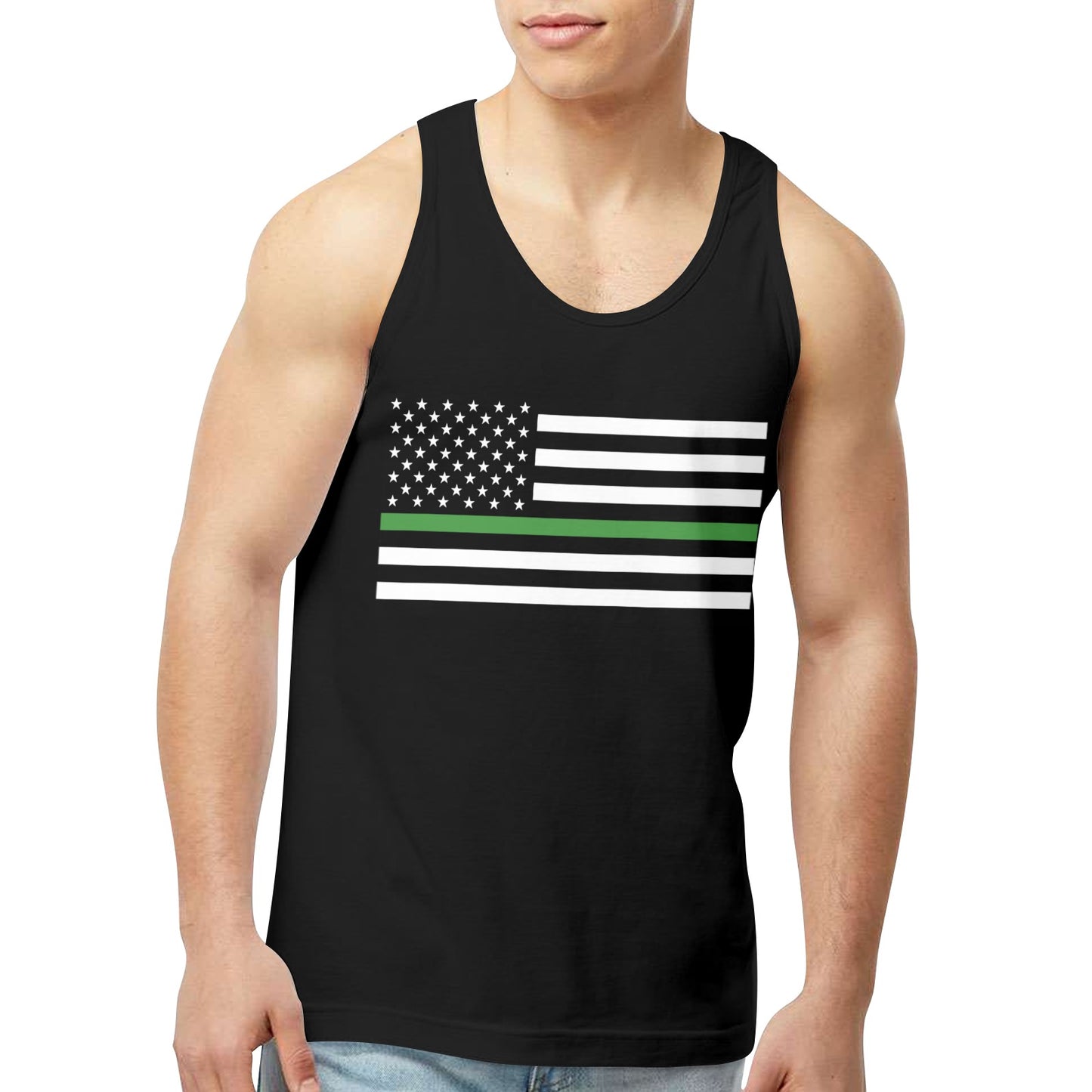 Thin Green Line Flag Men's Tank Top (Front Printing) | Ships from USA