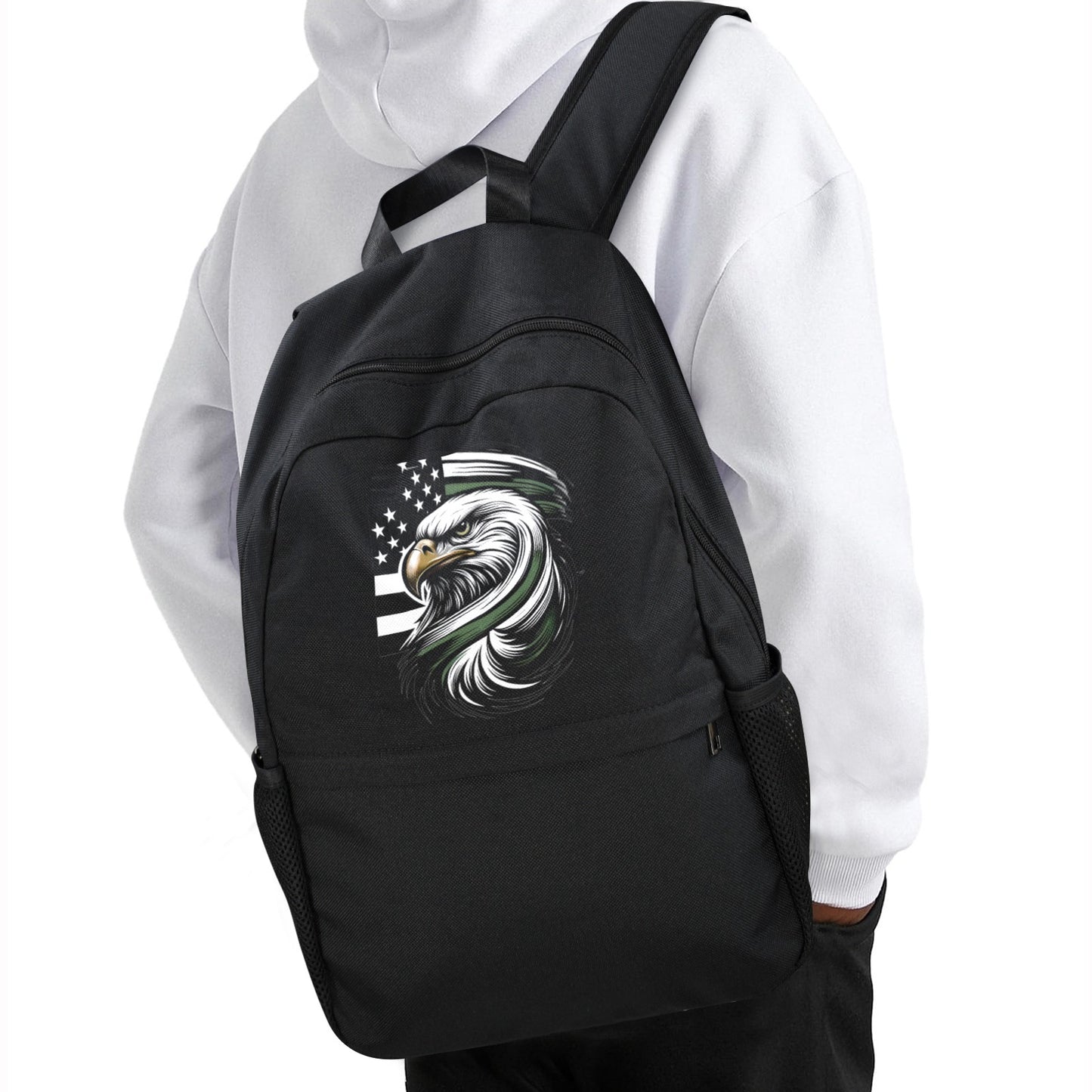 Thin Green Line Flag Inspired Eagle Casual Backpack Printed in the USA