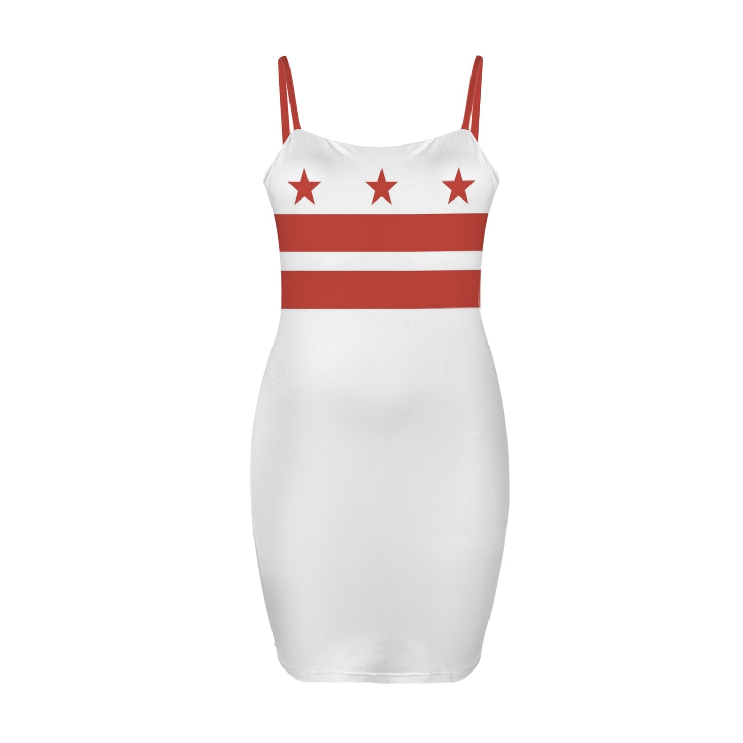 Washington D.C. Flag Inspired Backless Spaghetti Strap Bodycon Dress