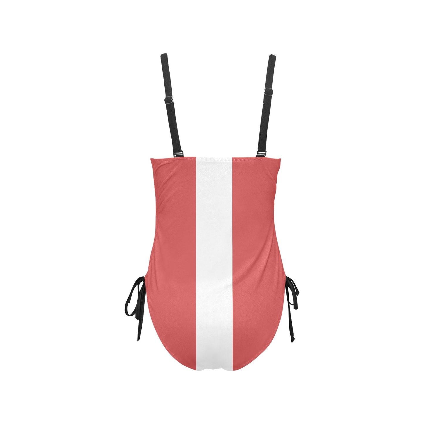 Canada Flag Inspired Drawstring Side One-Piece Swimsuit
