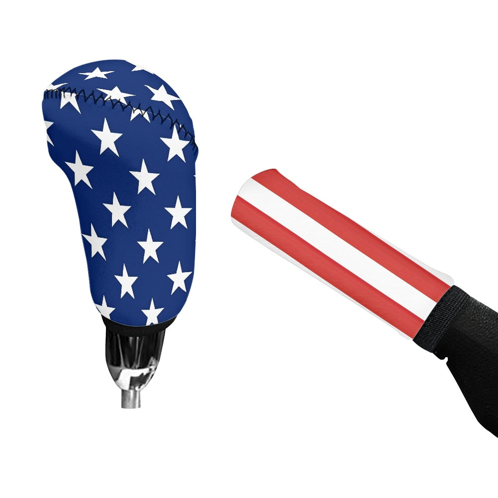 USA/American Flag Inspired Gear Lever Cover+Hand Brake Cover