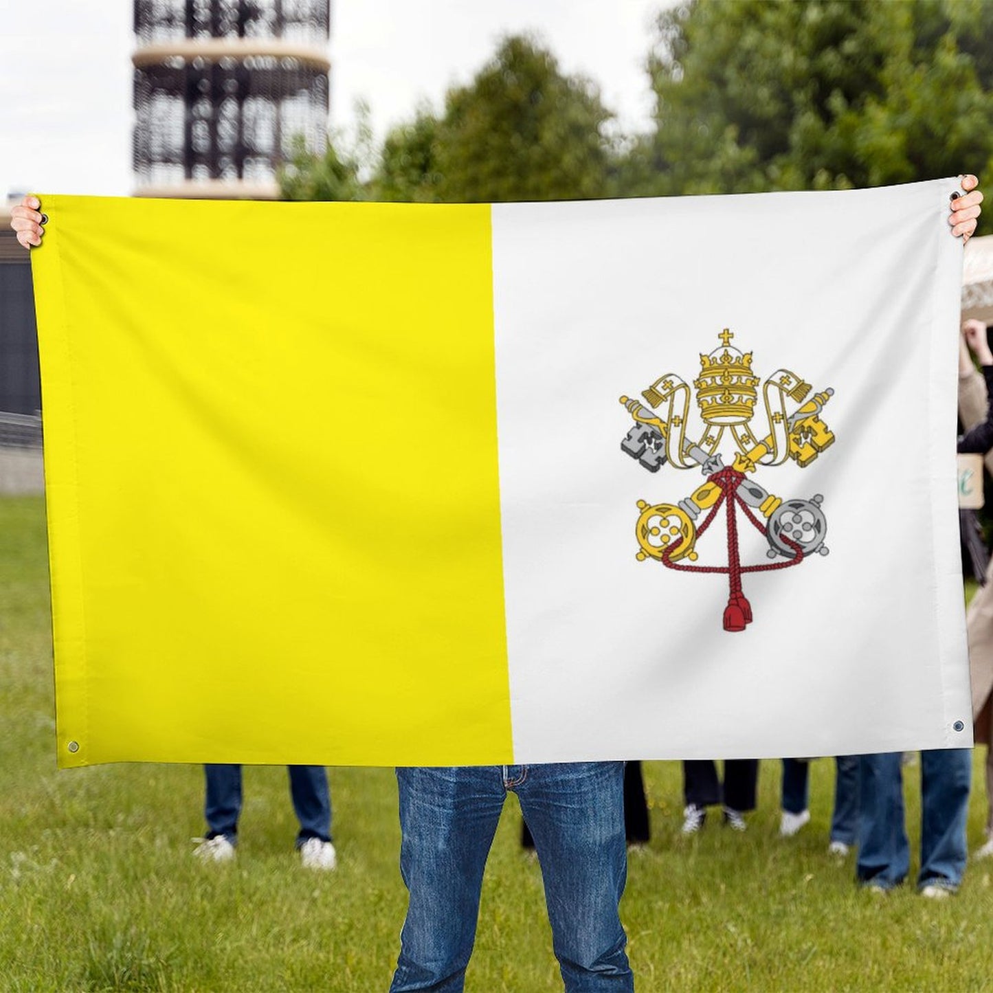 Vatican City Flag Inspired Wall Mount Flag with Four Grommets (35x59 in)