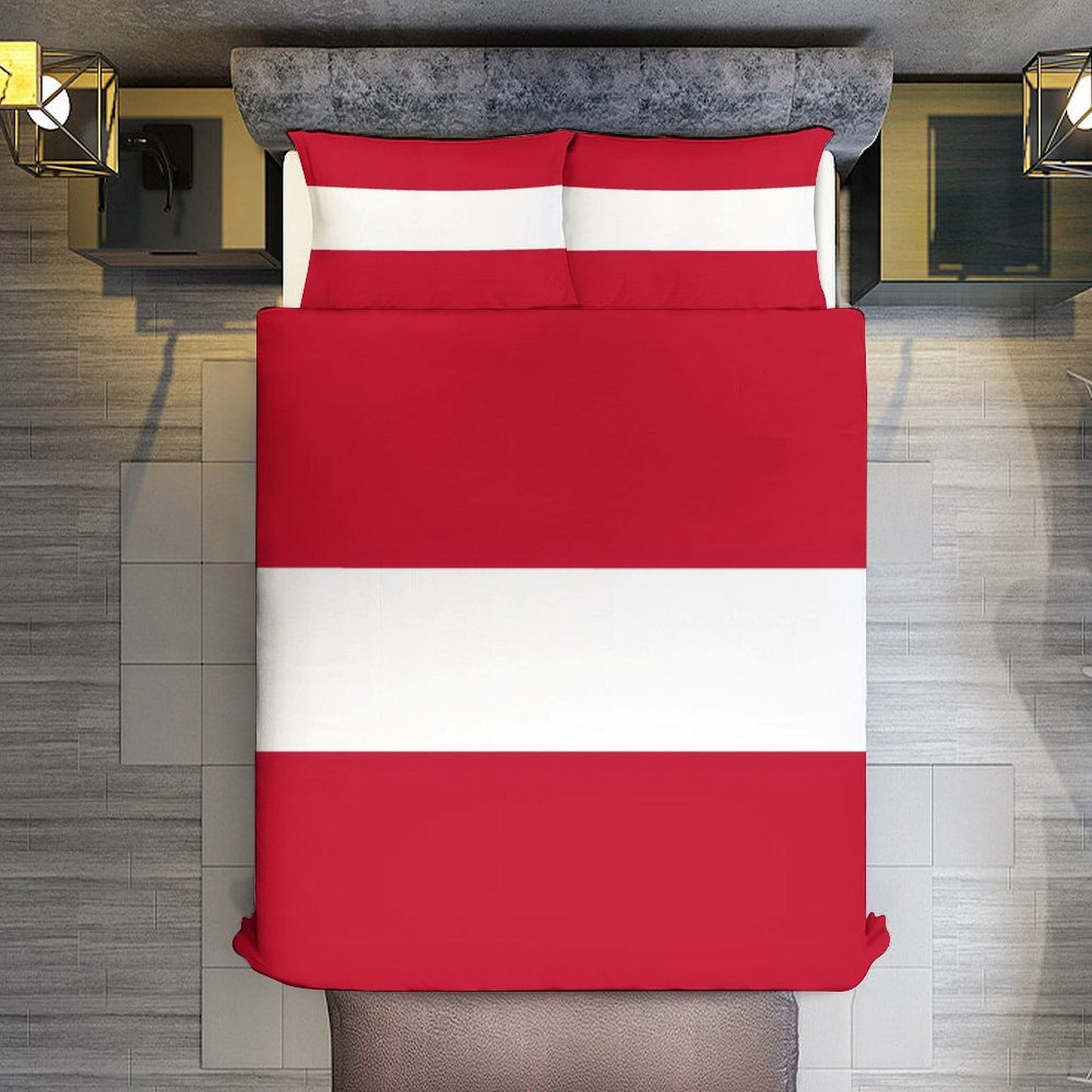 Austria Flag Inspired 3-Piece Bedding Set (1 Duvet Cover + 2 Pillow Shams) – 102"×90"
