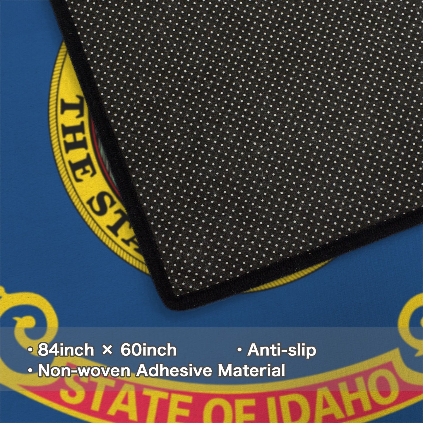 Idaho Flag Inspired 84x60 Inch Area Rug with Black Binding (Made in the USA)