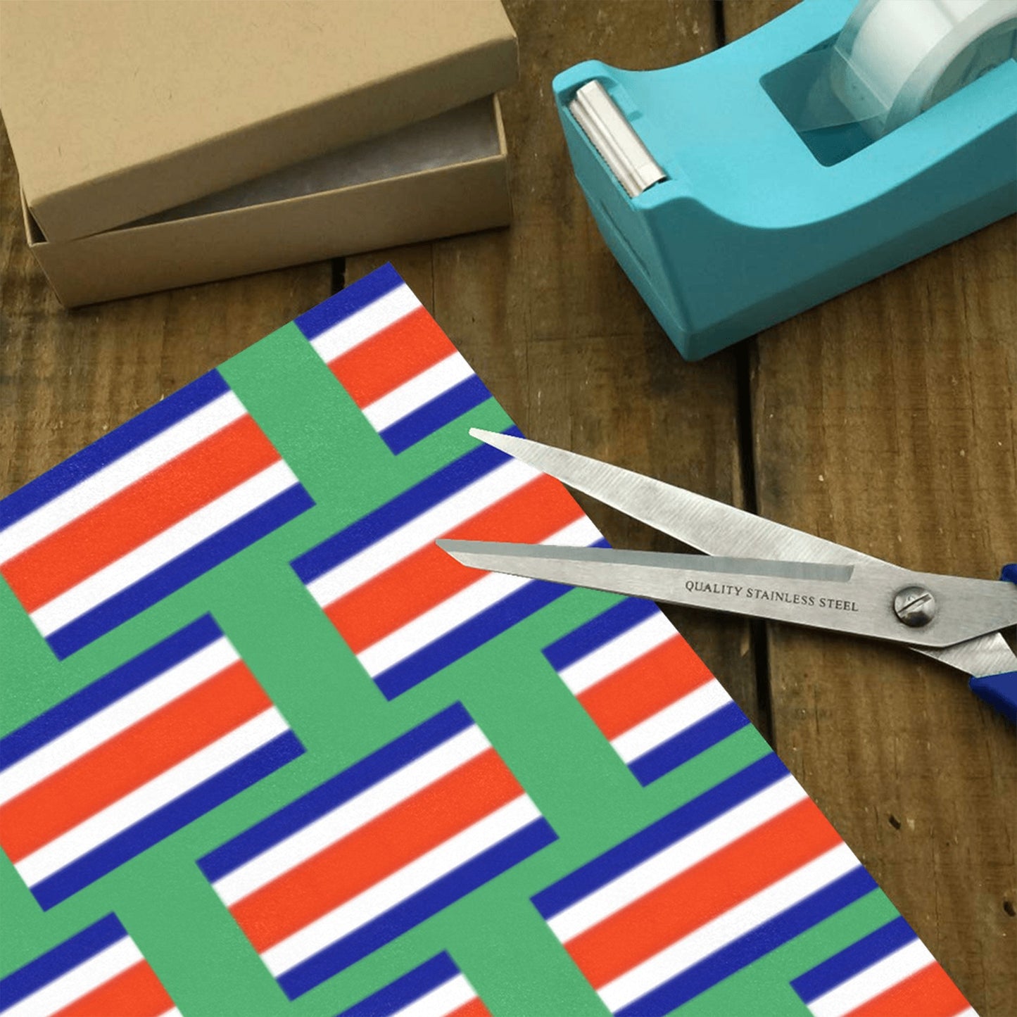 Costa Rica Flag Inspired Custom Gift Wrapping Paper 58"x 22.5" (4 Rolls)