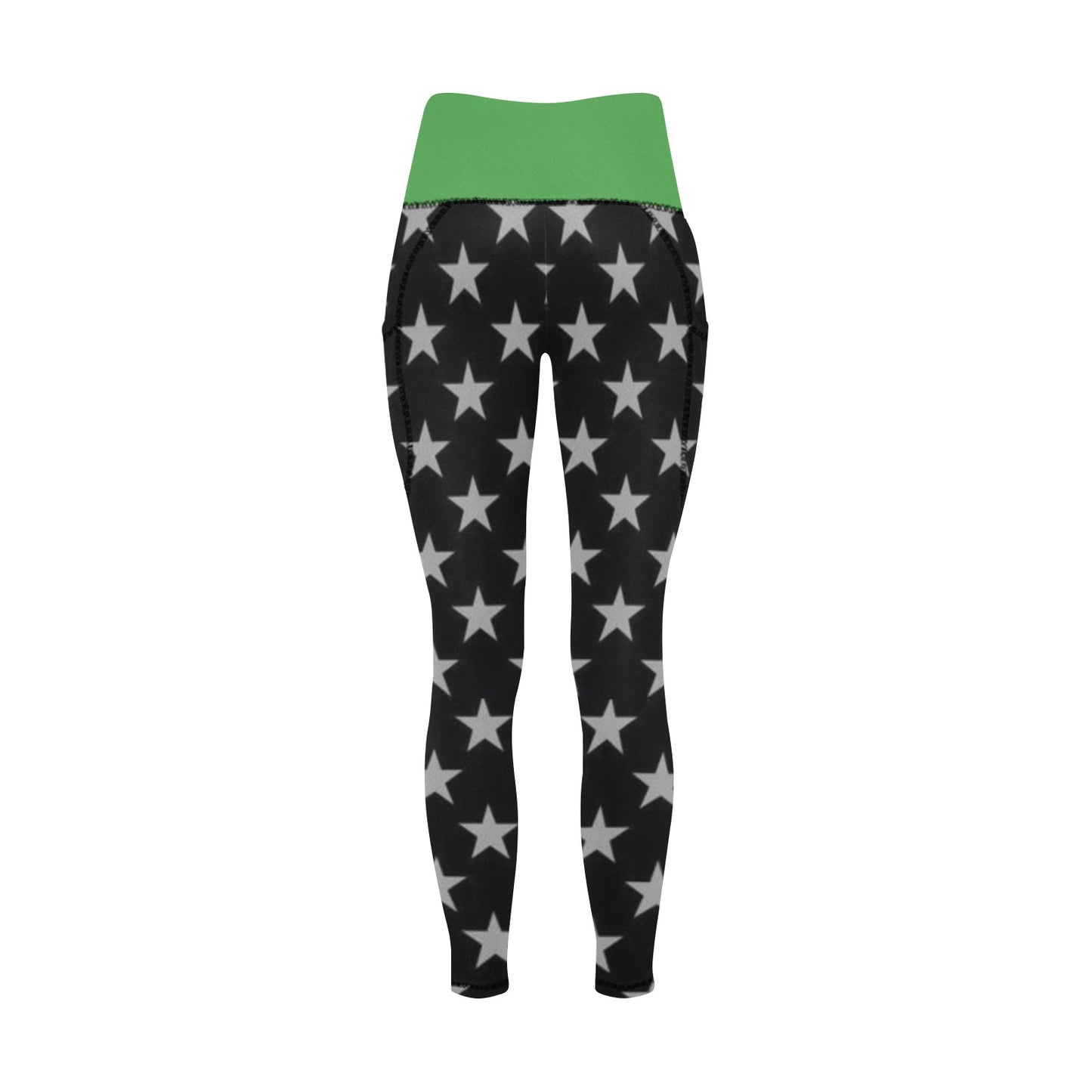 Thin Green Line Flag Inspired Women's High Waist Leggings with Pockets