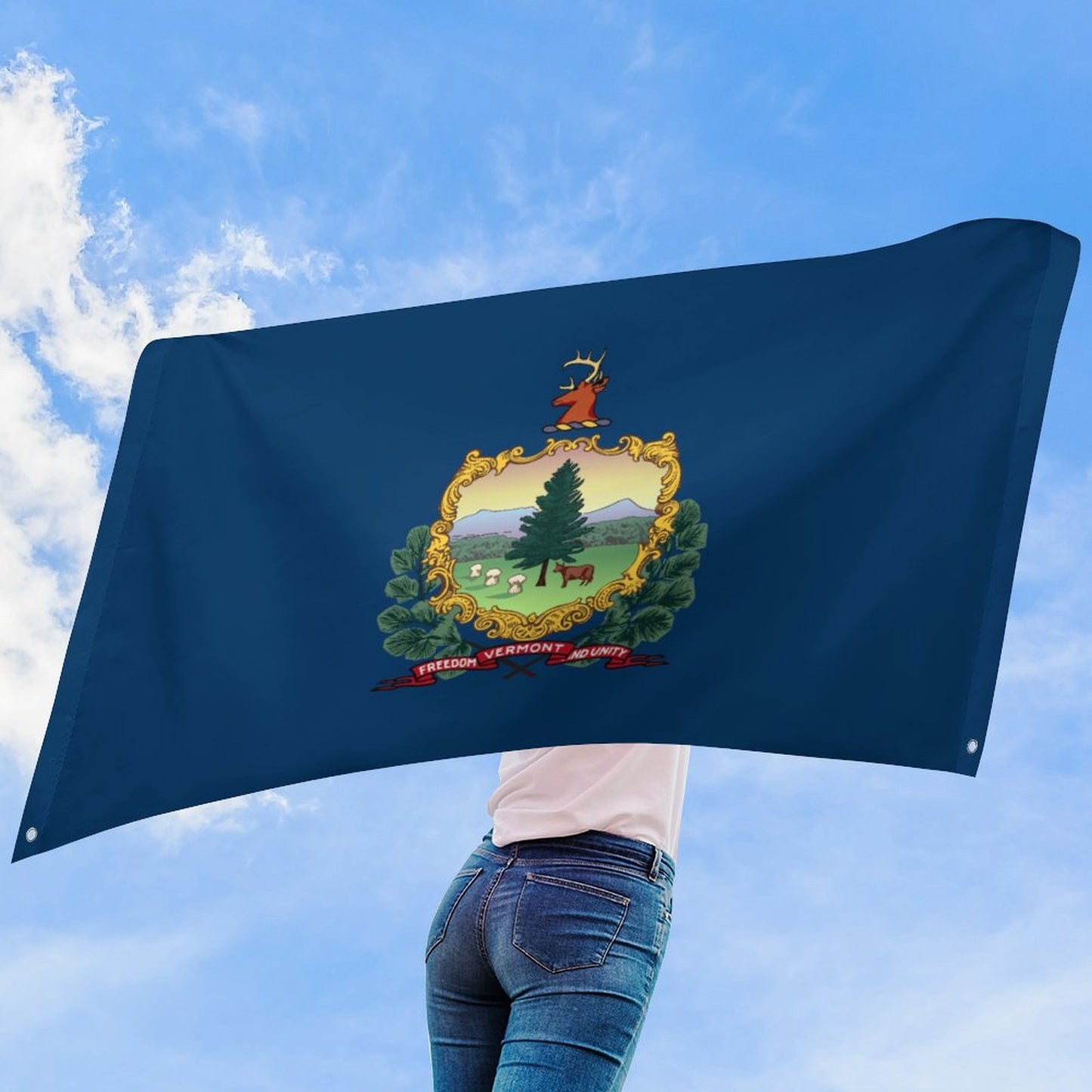 Vermont Flag Inspired Wall Mount Flag with Four Grommets (35x59 in)