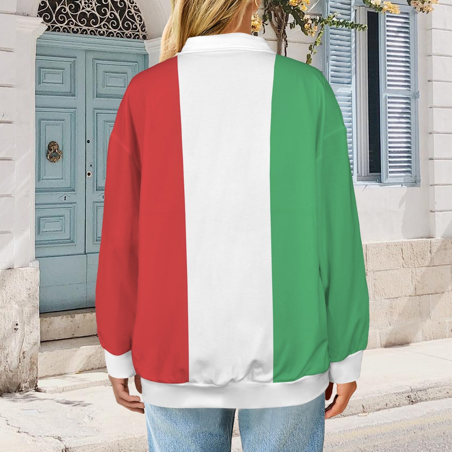 Mexico Flag Women's Quarter Zip Pullover Sweatshirt