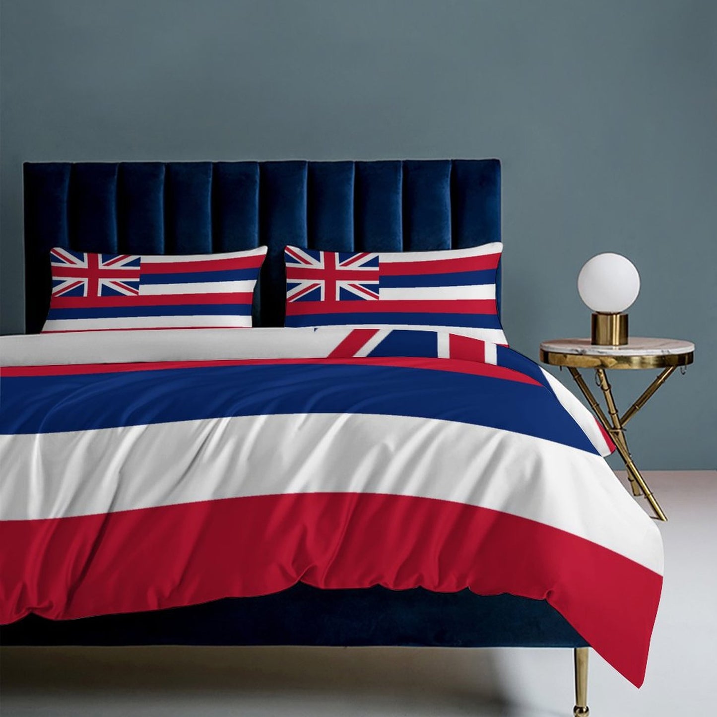 Hawaii Flag Inspired 3-Piece Bedding Set (1 Duvet Cover + 2 Pillow Shams) – 102"×90"