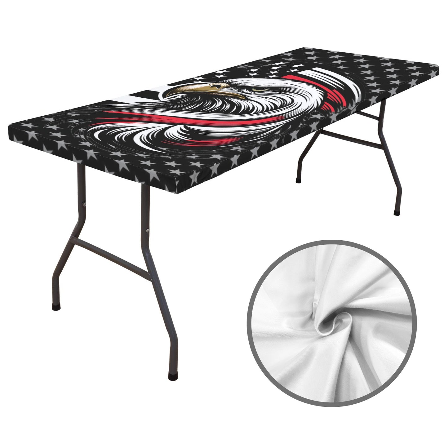 Thin Red Line Flag Inspired Eagle Custom Elastic Fitted Tablecloth 72x30 inch (Made in the USA)