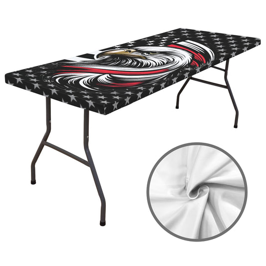 Thin Red Line Flag Inspired Eagle Custom Elastic Fitted Tablecloth 72x30 inch (Made in the USA)