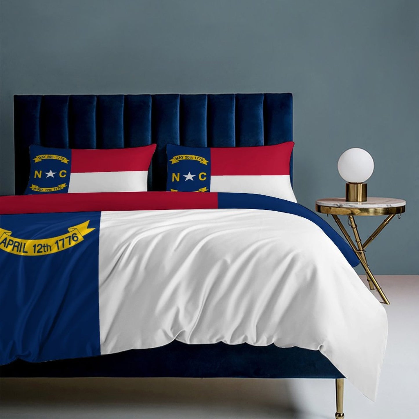 North Carolina Flag Inspired 3-Piece Bedding Set (1 Duvet Cover + 2 Pillow Shams) – 102"×90"