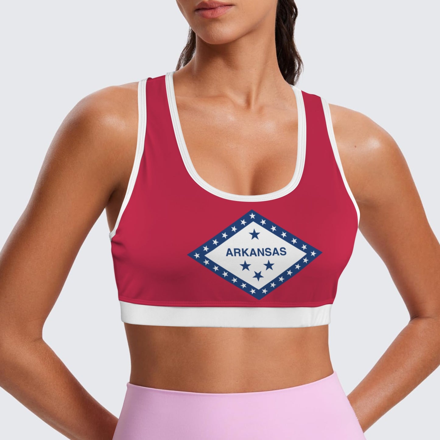 Arkansas Flag Racerback Sports Bra