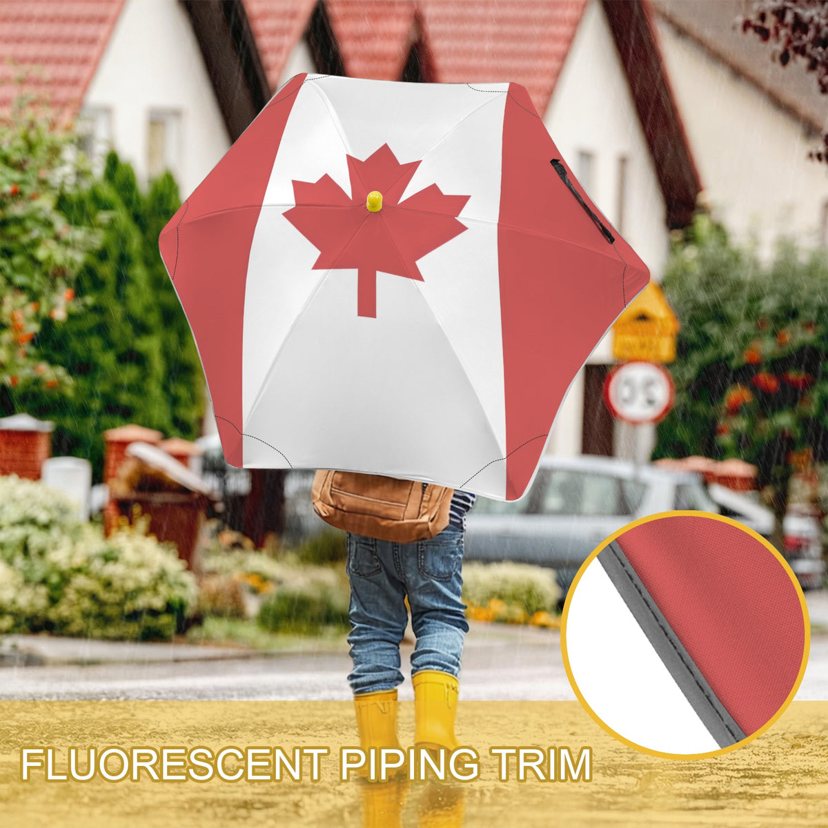 Canada Flag Inspired Kids Safe Round Corner Umbrella