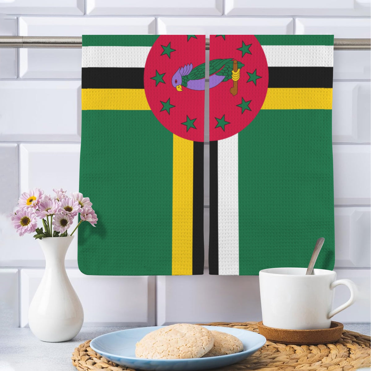 Dominica Flag Inspired Kitchen Towel 40X60cm (Pack of 2) |Printed In the USA