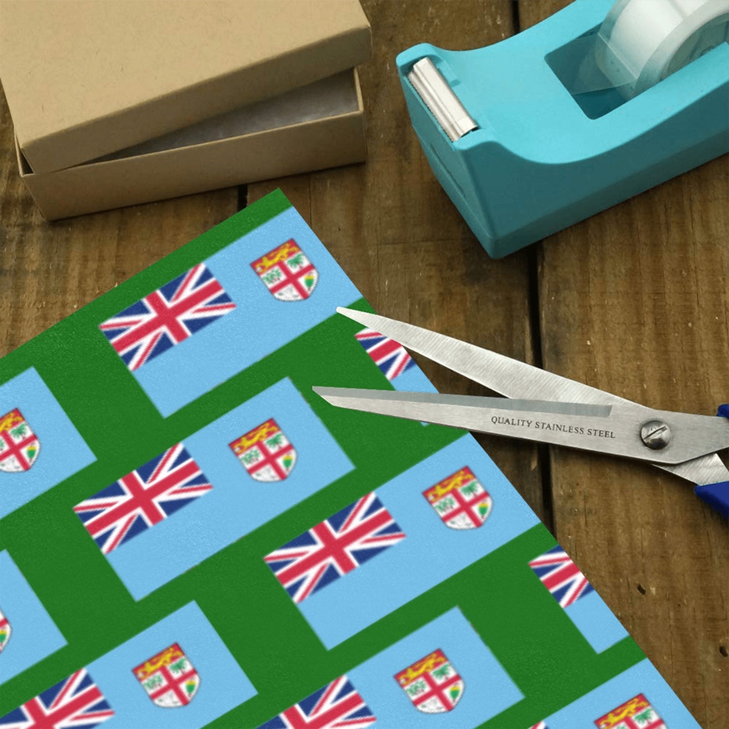Fiji Flag Inspired Custom Gift Wrapping Paper 58"x 22.5" (4 Rolls)