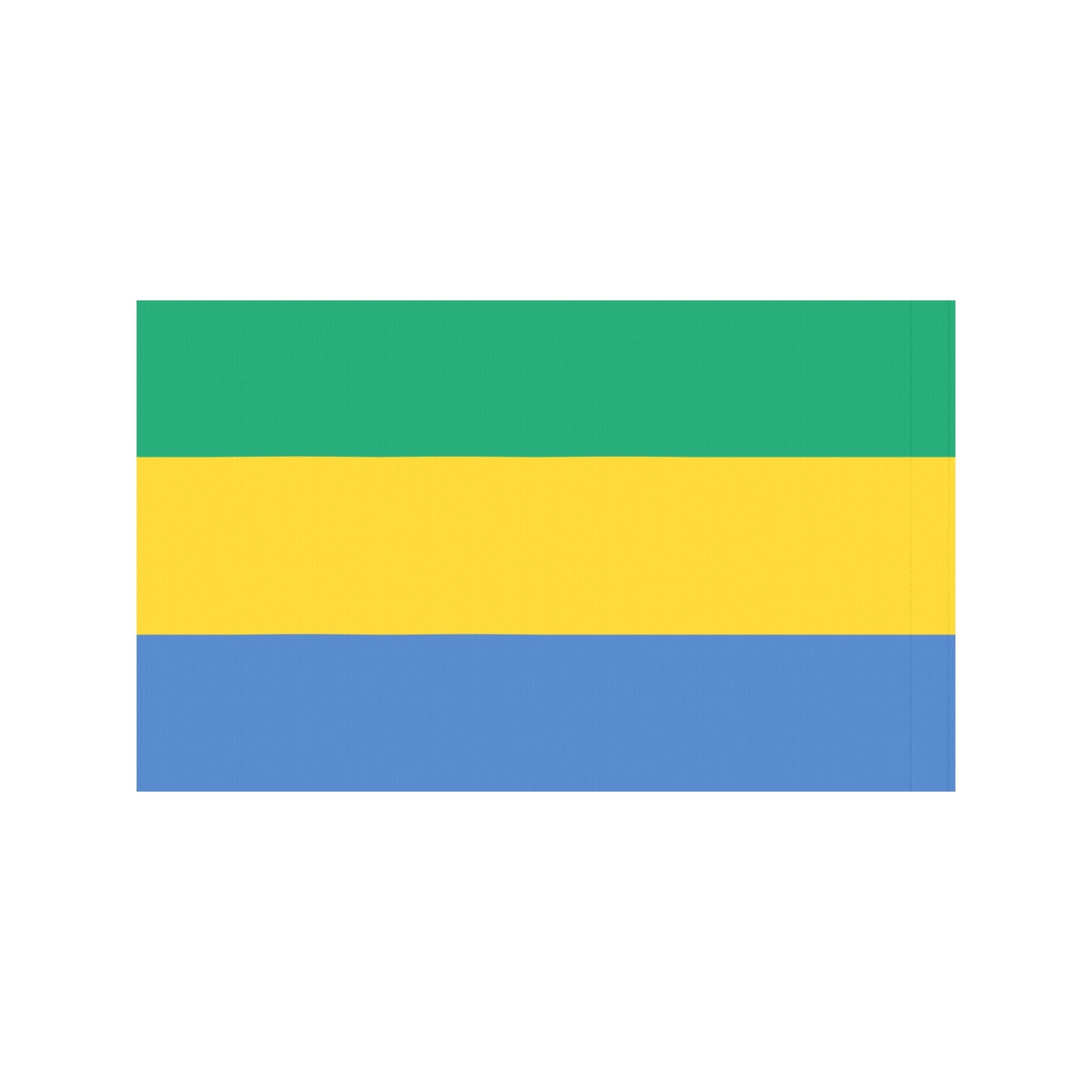 Gabon flag with green, yellow, blue stripes, Luv My Flag.