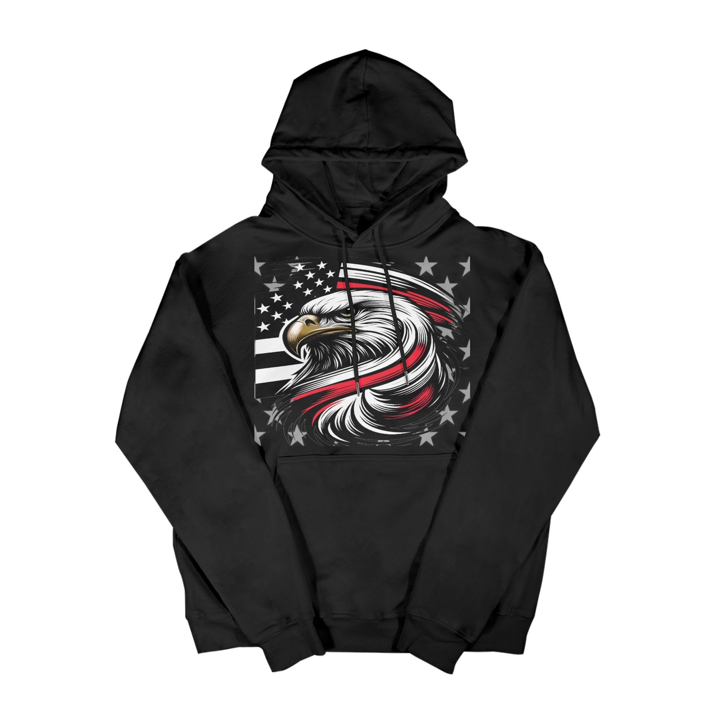 Thin Red Line Flag Inspired Eagle Men's Hoodie (Made in the USA)