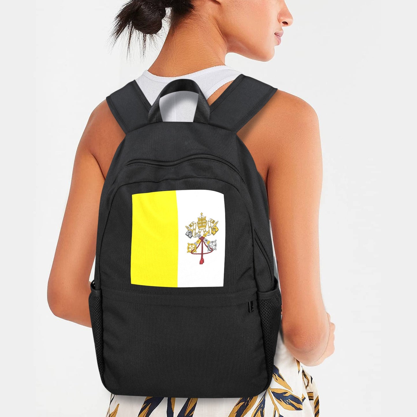Vatican City Flag Inspired Casual Backpack Printed in the USA