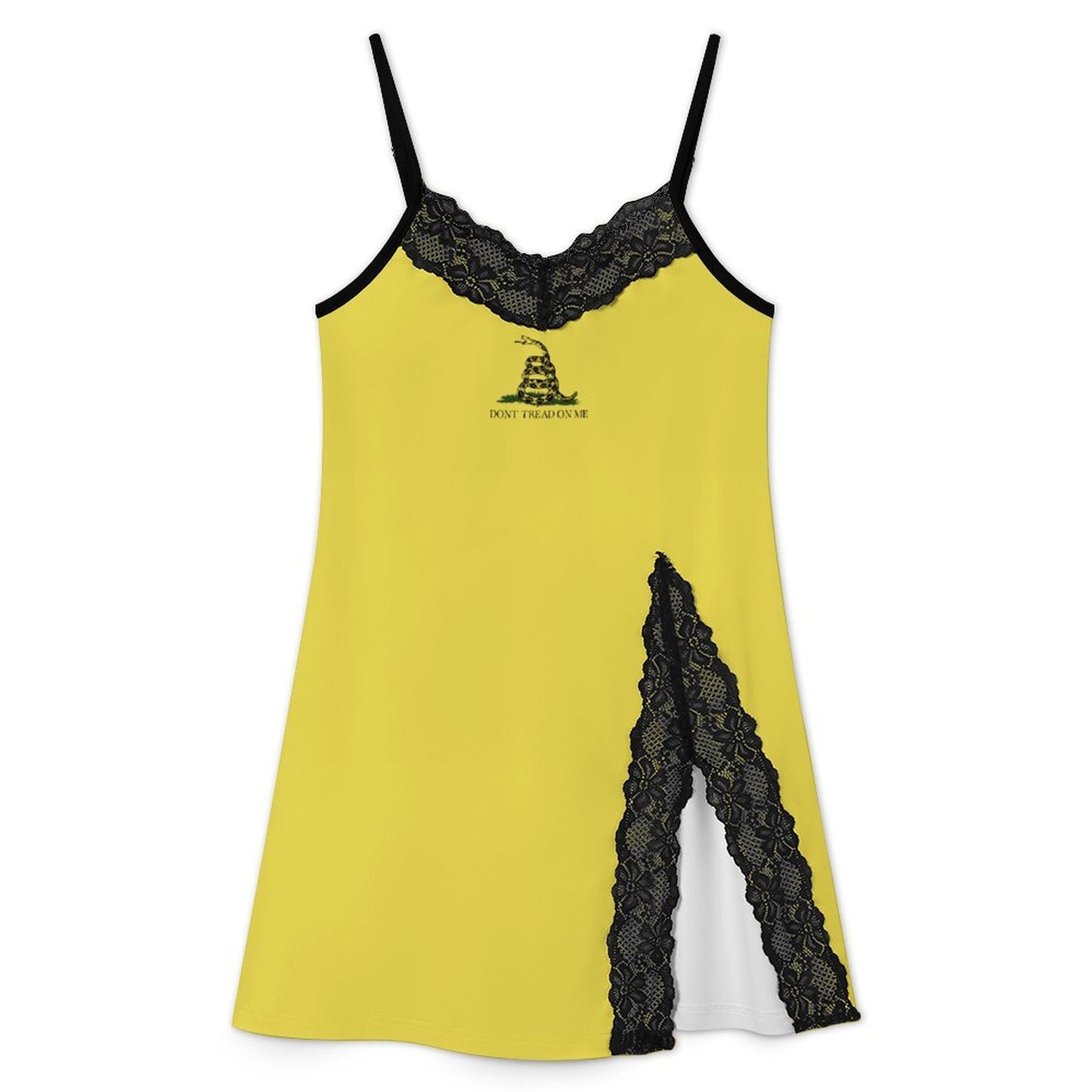 Gadsden Flag Inspired Women's Lace Slit Cami Pajama Dress