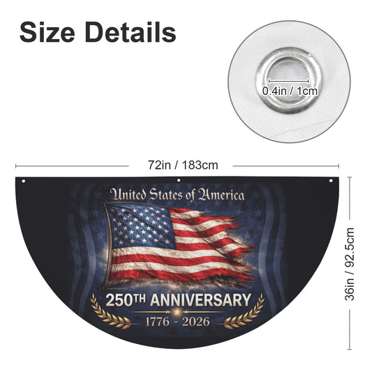 250th Anniversary USA/American Flag Inspired Semi Circle Flag 72 x 36 inch style 1| Ships from USA