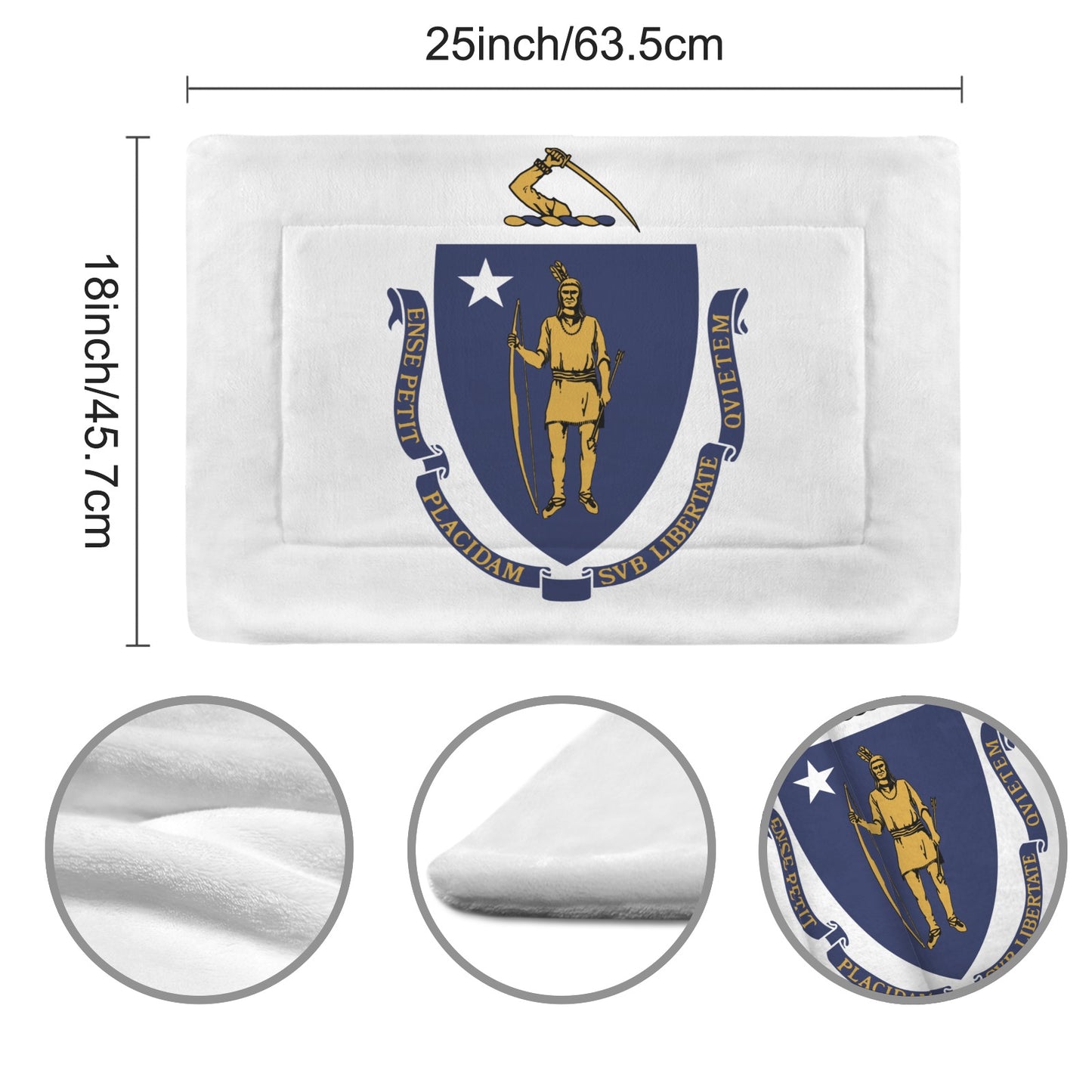 Massachusetts Flag Inspired Pet Mat 25x18inch (Made in the USA)