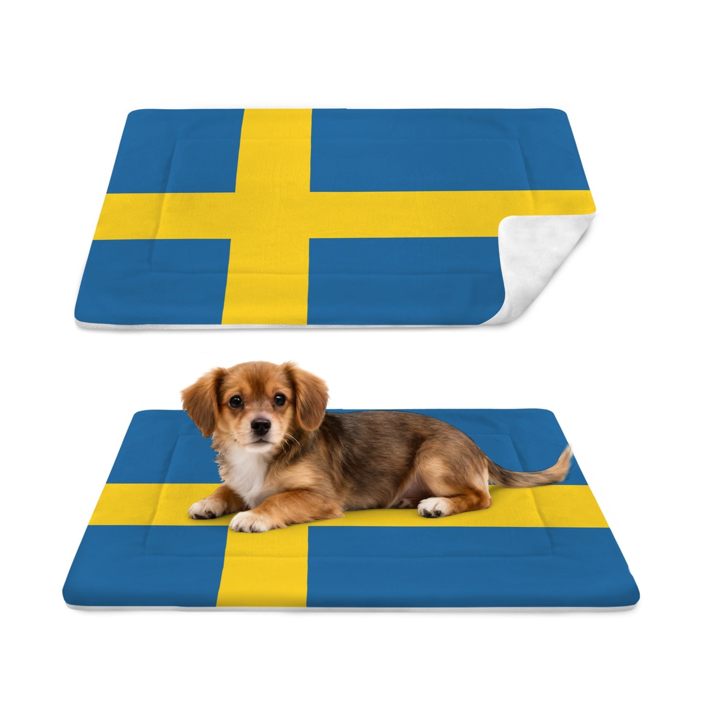 Sweden Flag Inspired Pet Mat 25x18inch (Made in the USA)
