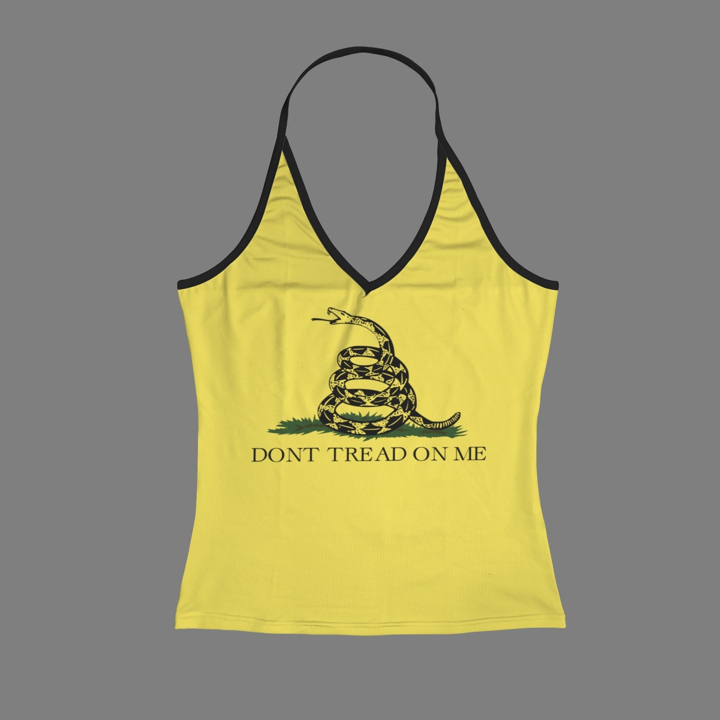 Gadsden Flag Inspired V-neck Halter Open Back Tank Top