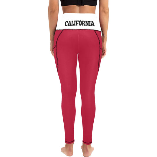 California Flag Inspired Women’s High Waist Leggings with Pockets