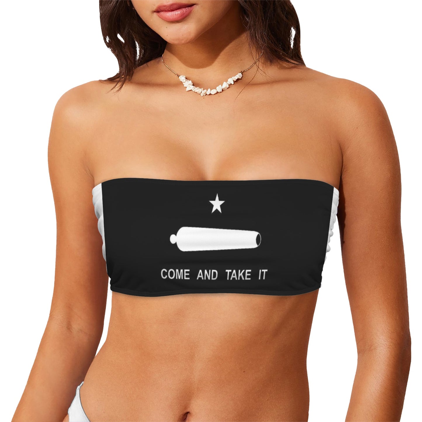 Come and Take It Flag Inspired Bandeau Tube Bikini Top
